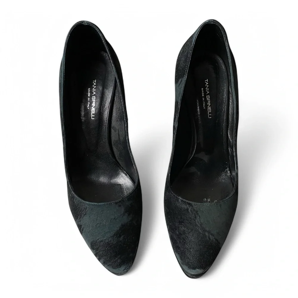Tania Spinelli Black Calf Hair Platform Heels - Size EU 39 - Picture 6 of 7